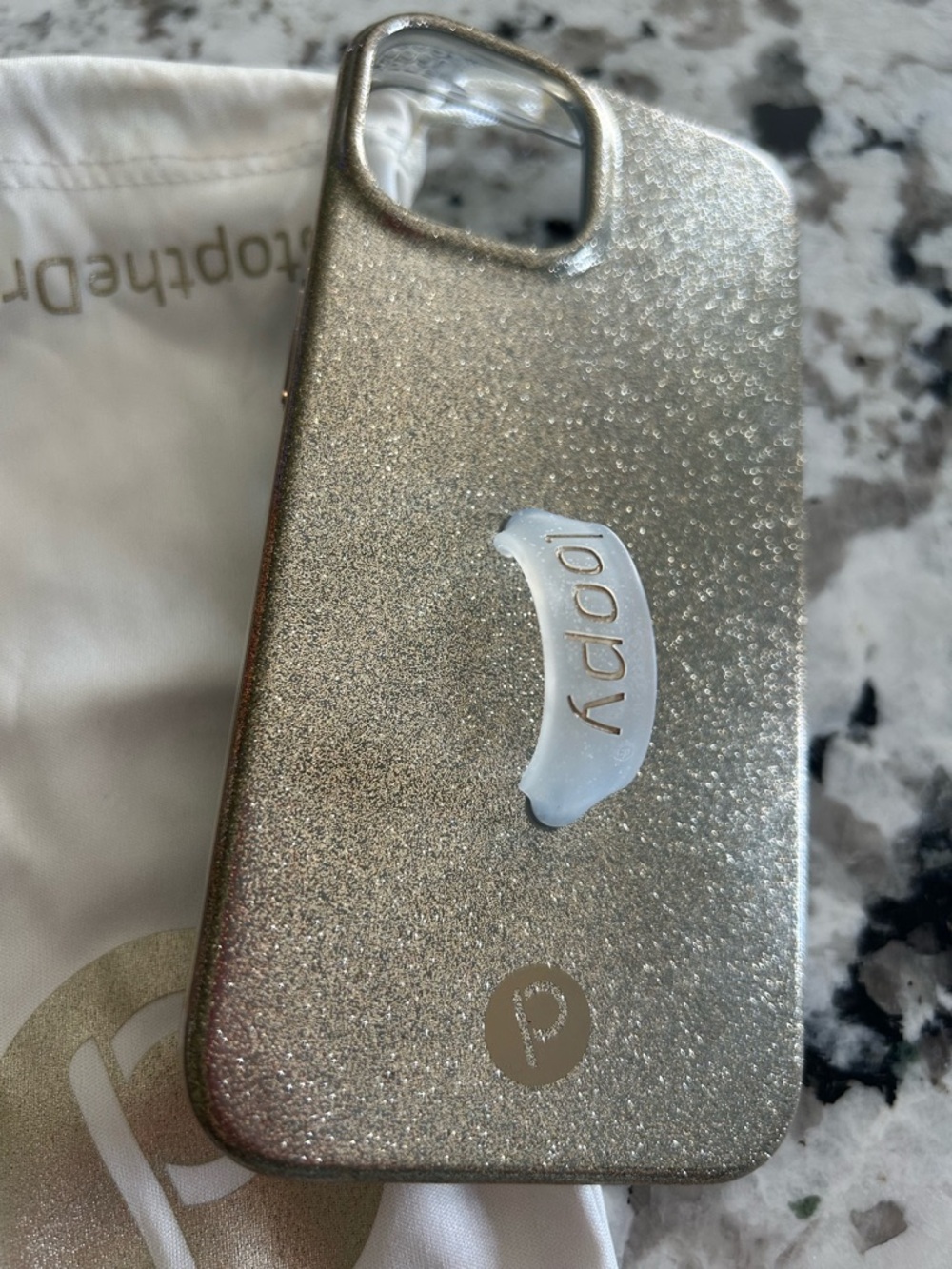 Loopy Glitter Gold iPhone 14 Case with Grip